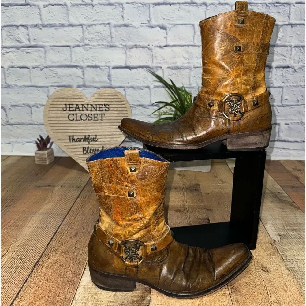 Mark Nason Rock Never Dies 67417 Brown Men’s Zip Boots Size 7